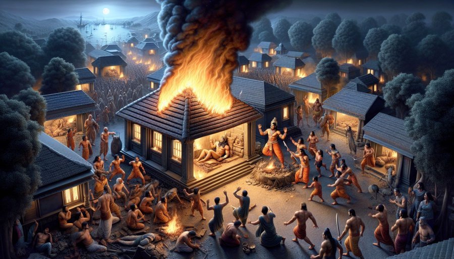 Mahabharata Section CL - Escape of the Pandavas: Setting Fire to Purocana's House
