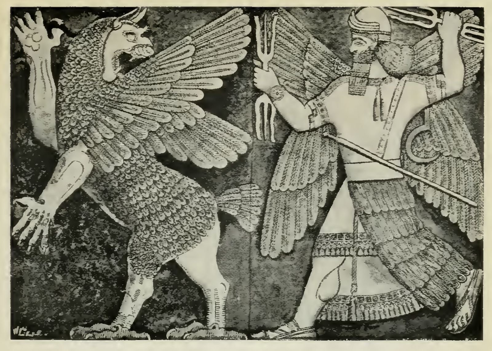 Fig. 1. Conflict of Marduk with the Monster Tiamat 