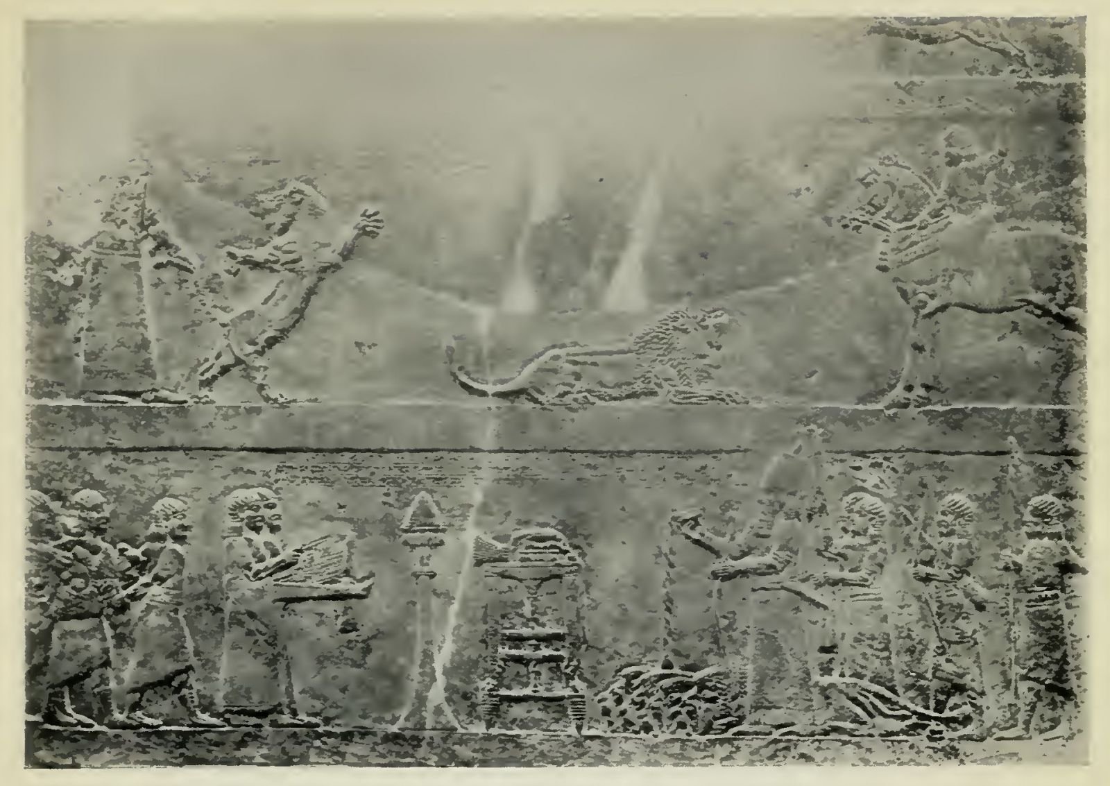 Fig. 1. King Ashurbanapal in Lion Hunt and pouring Libations over Four Lions killed in the Hunt