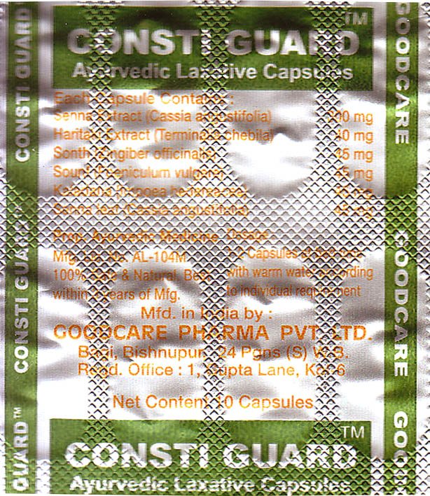 Consti Guard: Ayurvedic Laxative Capsules (Each Strips 10 Capsules) - book cover