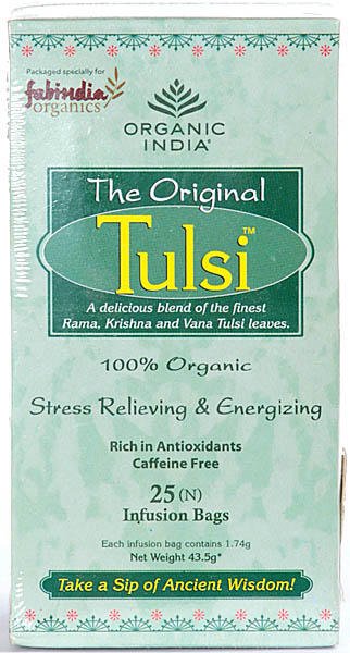 Organic India- The Original Tulsi (A delicious blend of the finest Rama, Krishna and Vana Tulsi leaves.) 100% Organic Stress Relieving & Energizing, Rich in Antioxidants Caffeine Free, 25 Infusion Bags - book cover