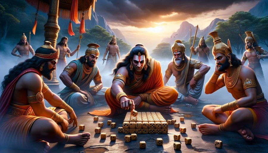 Yudhishthira Accepts Dice Challenge for Exile in Woods [Section LXXV]