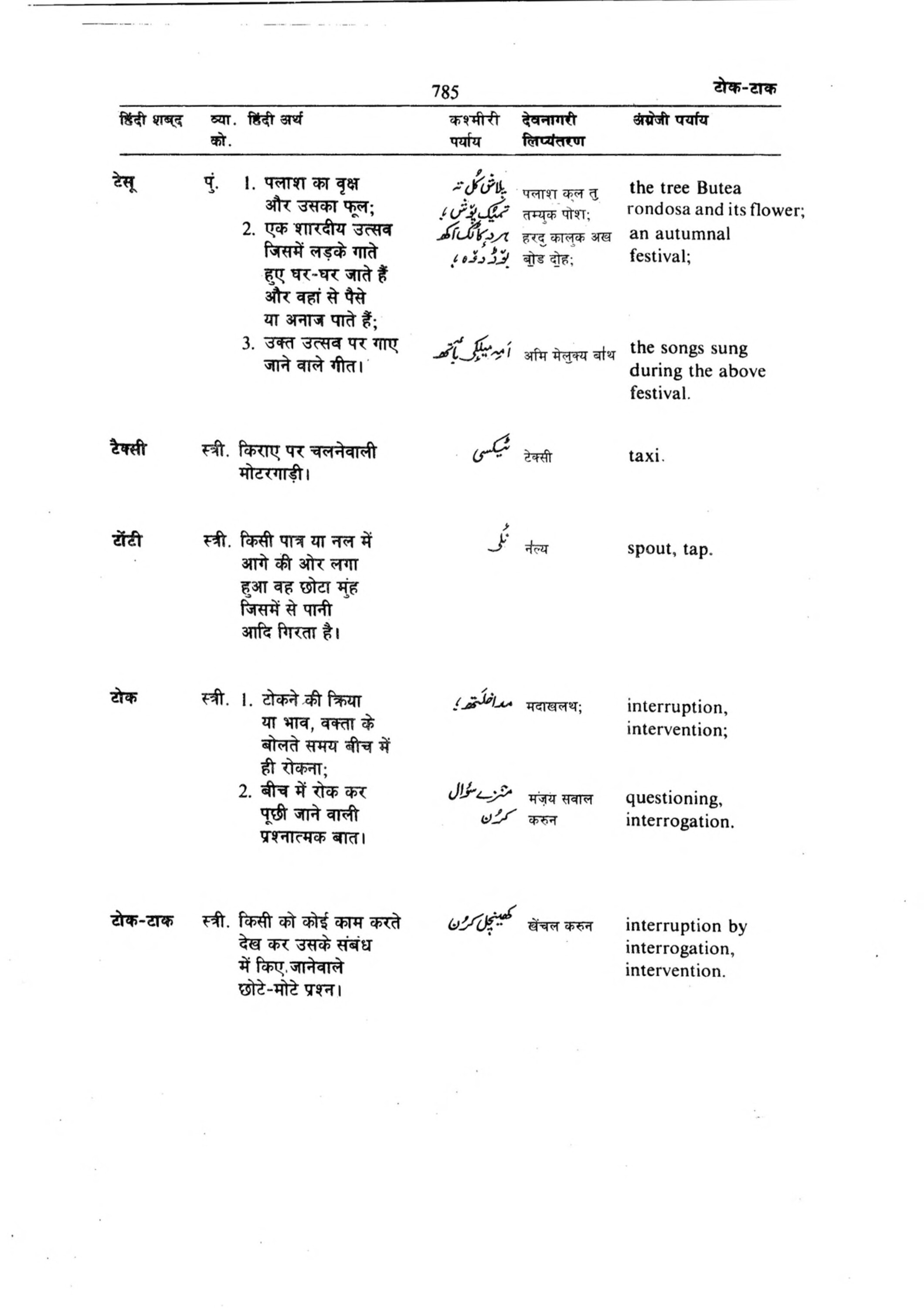 Hindi-Kashmiri-English Volume 1 [page 793] [Indian language Dictionaries]