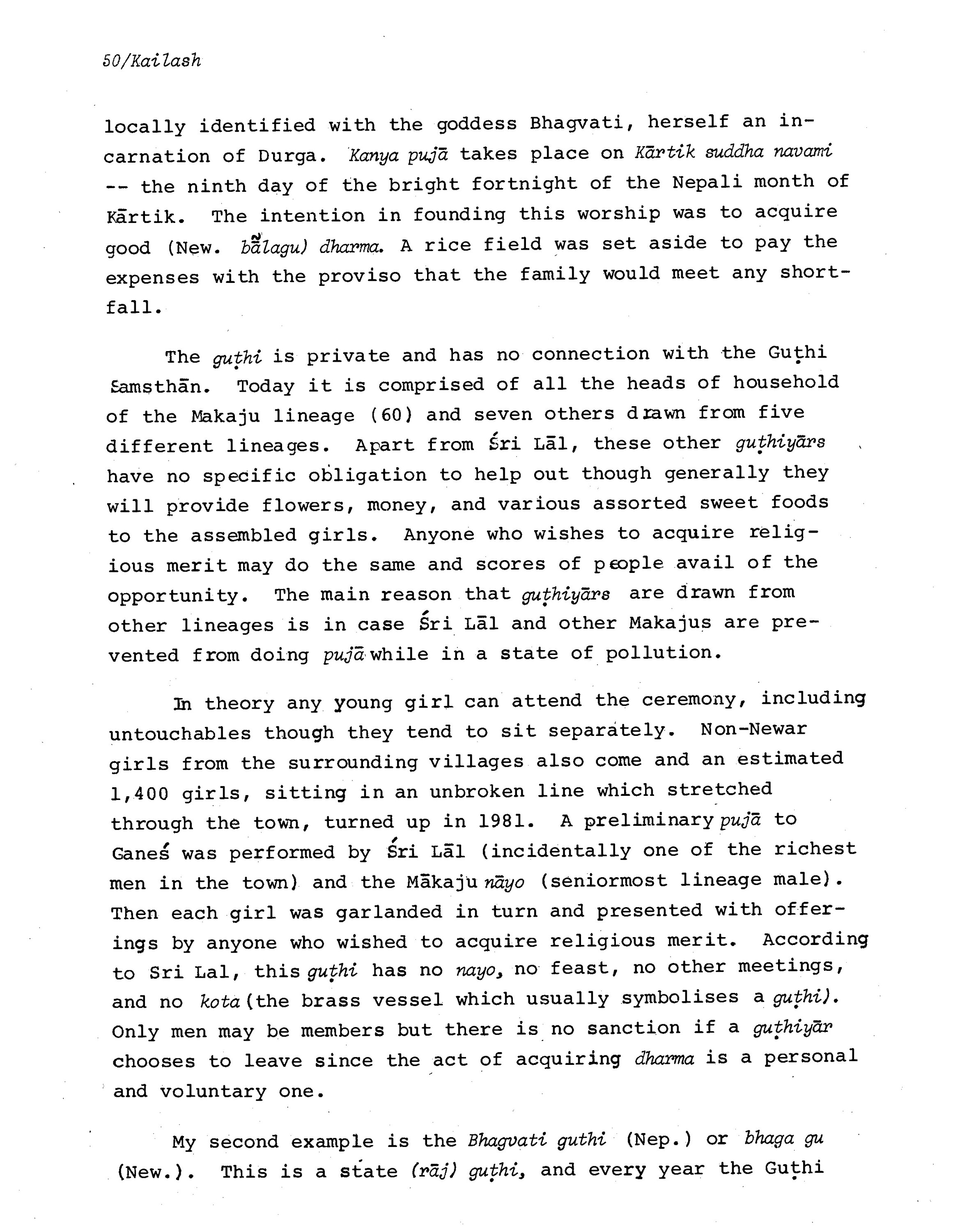 The Guthi Organisations of Dhulikhel Shresthas [page 46]
