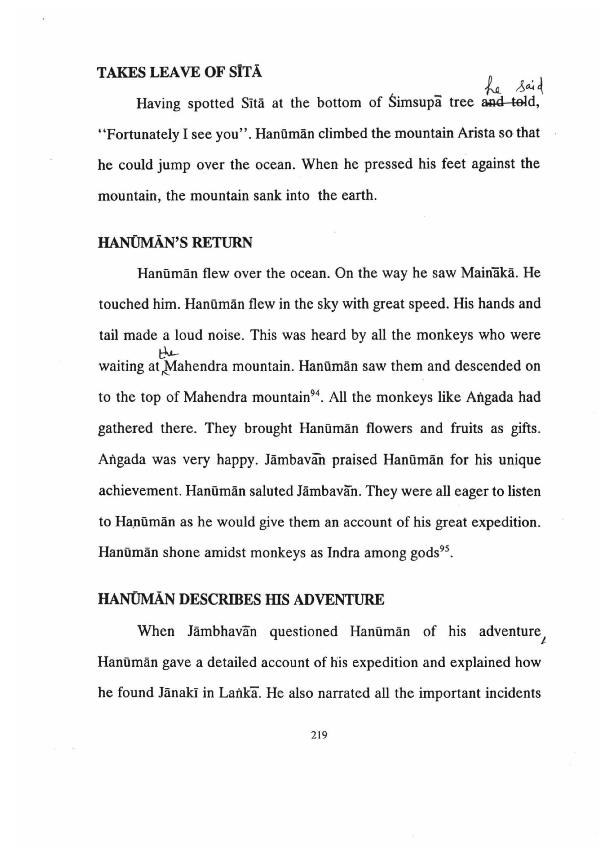 Prose Rendering of the poem Sundara Ramayana [Chapter 2] [page 205]