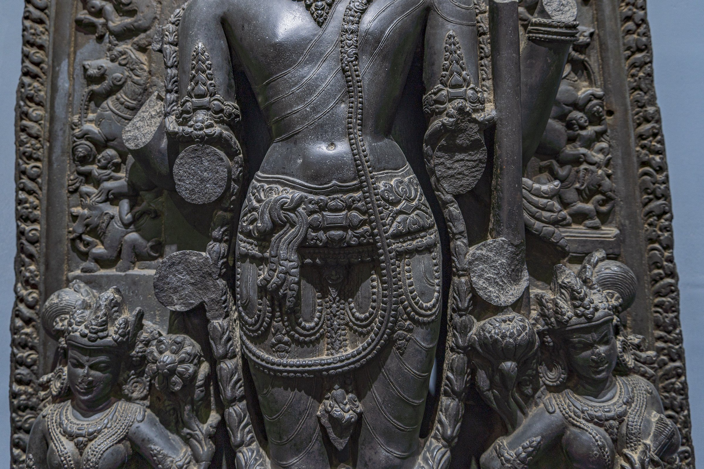 Narayan: Waist detail [Hindu Stone Sculptures (NMN)]