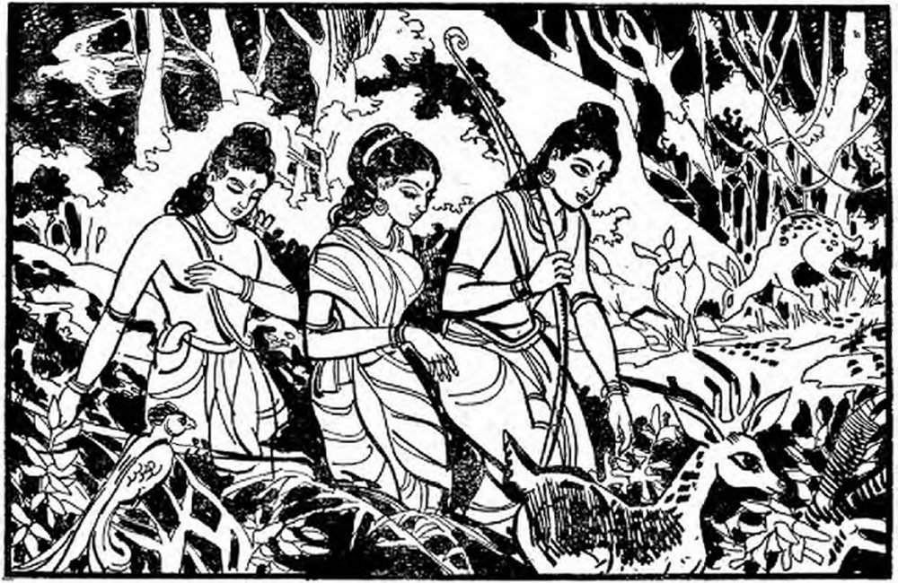 Sketches from Kashmiri Ramayan in Persian Script, 1940s - SearchKashmir