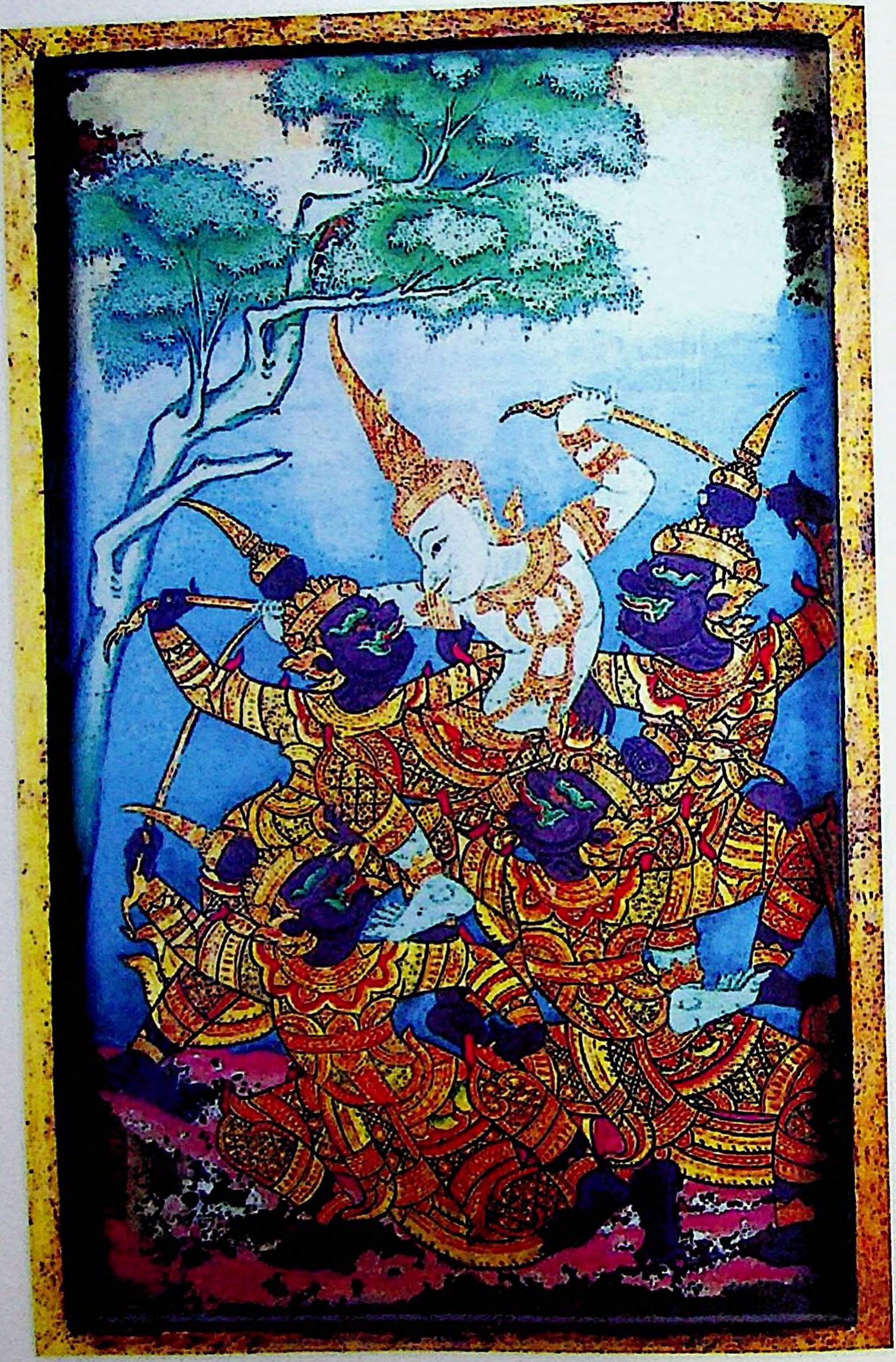 Phra Ram fighting [Ramakien Paintings in Wat Suthat]