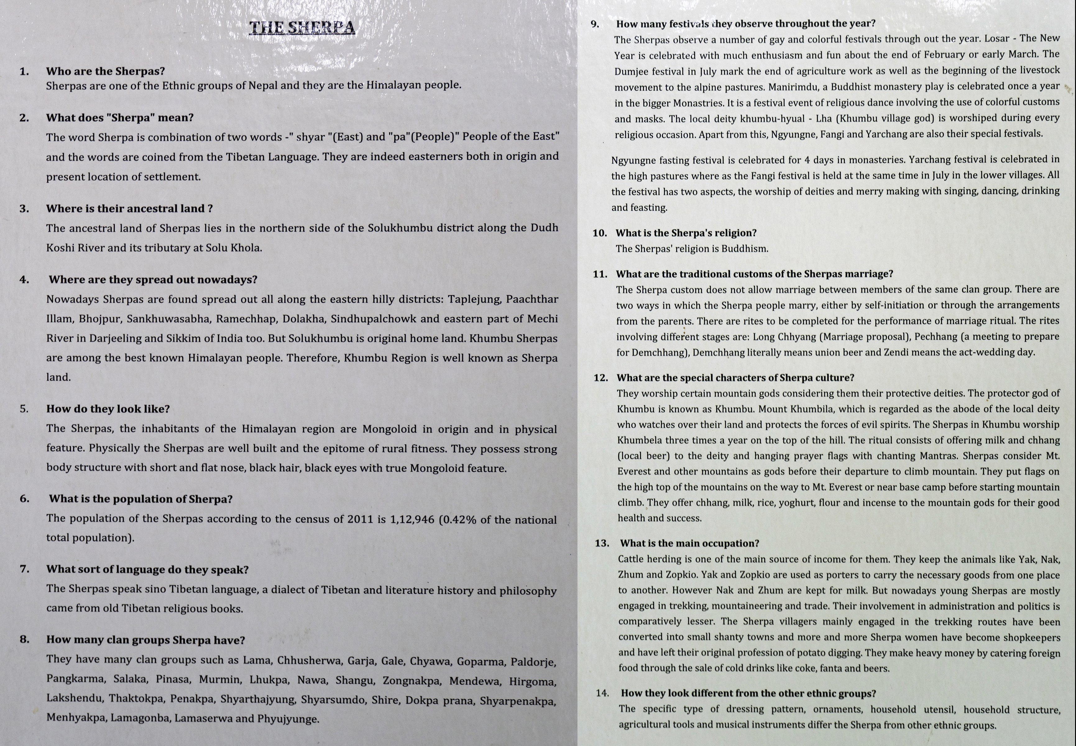 Sherpa cultural information