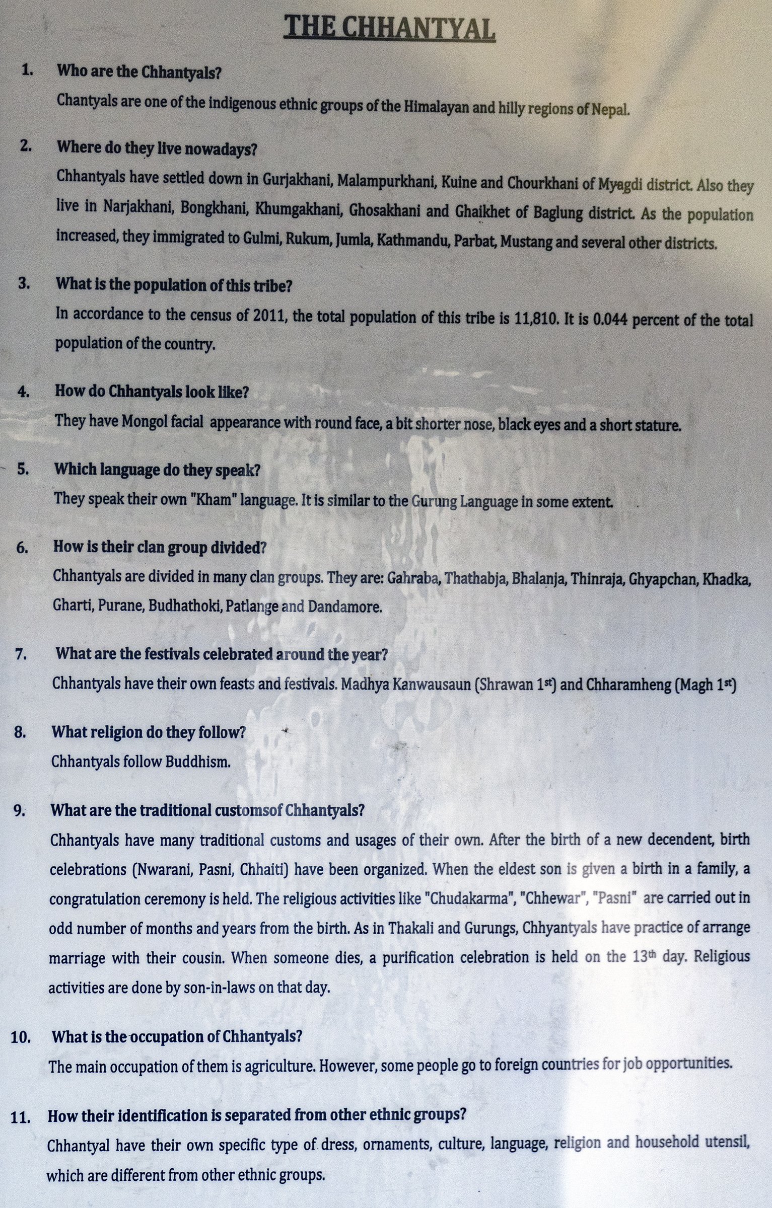 The Chhantyal cultural information
