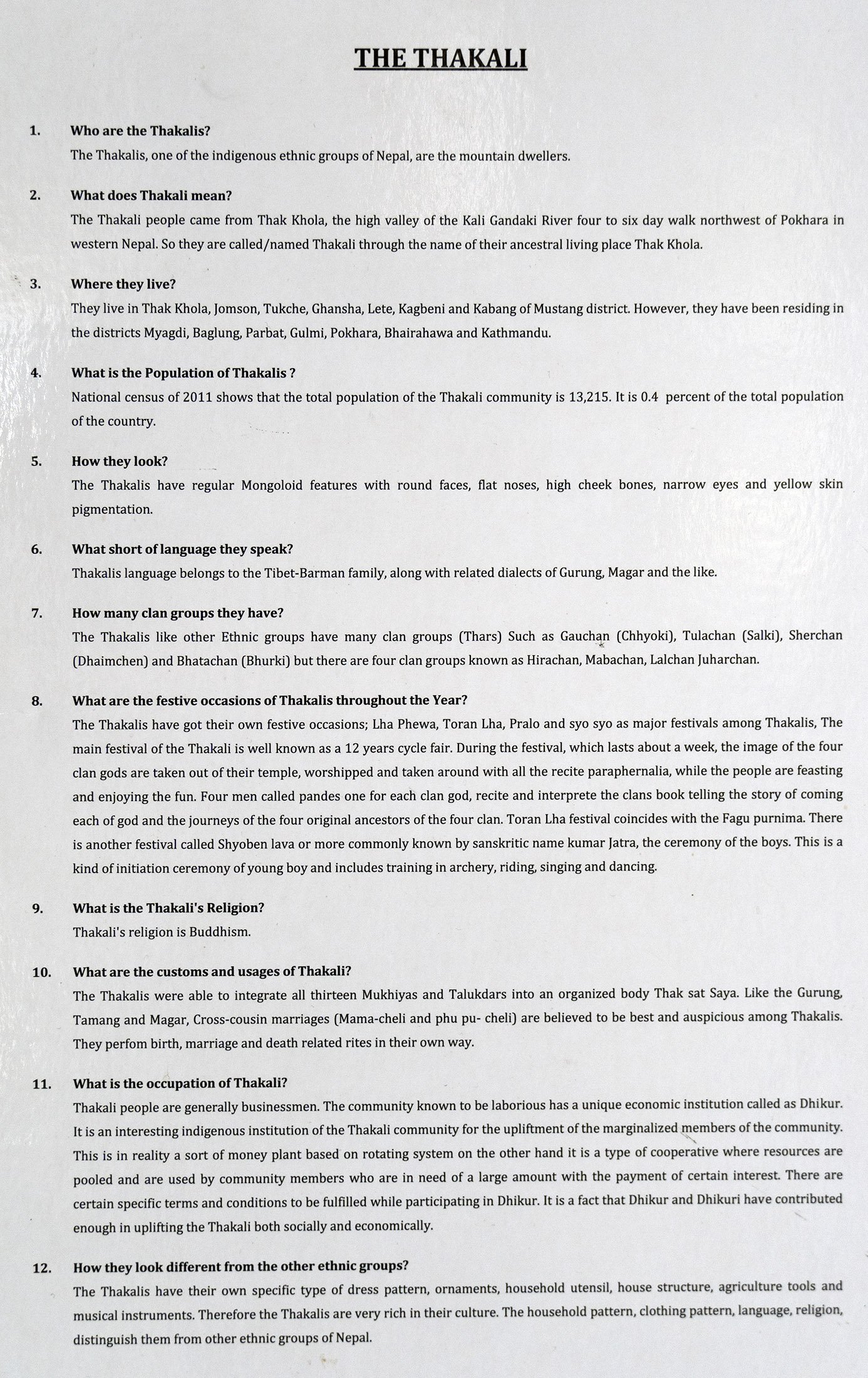 The Thakali: cultural information