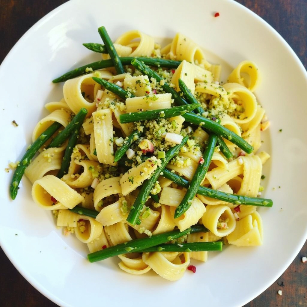 Espárragos con Pasta y Aillade de Pistachos (Receta y consejos)