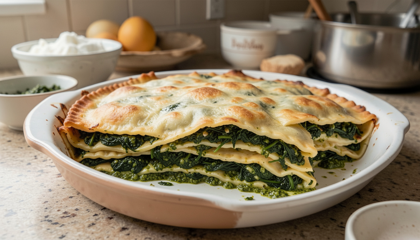 Layered Ravioli Bake with Spinach and Pesto (recipe and tips)