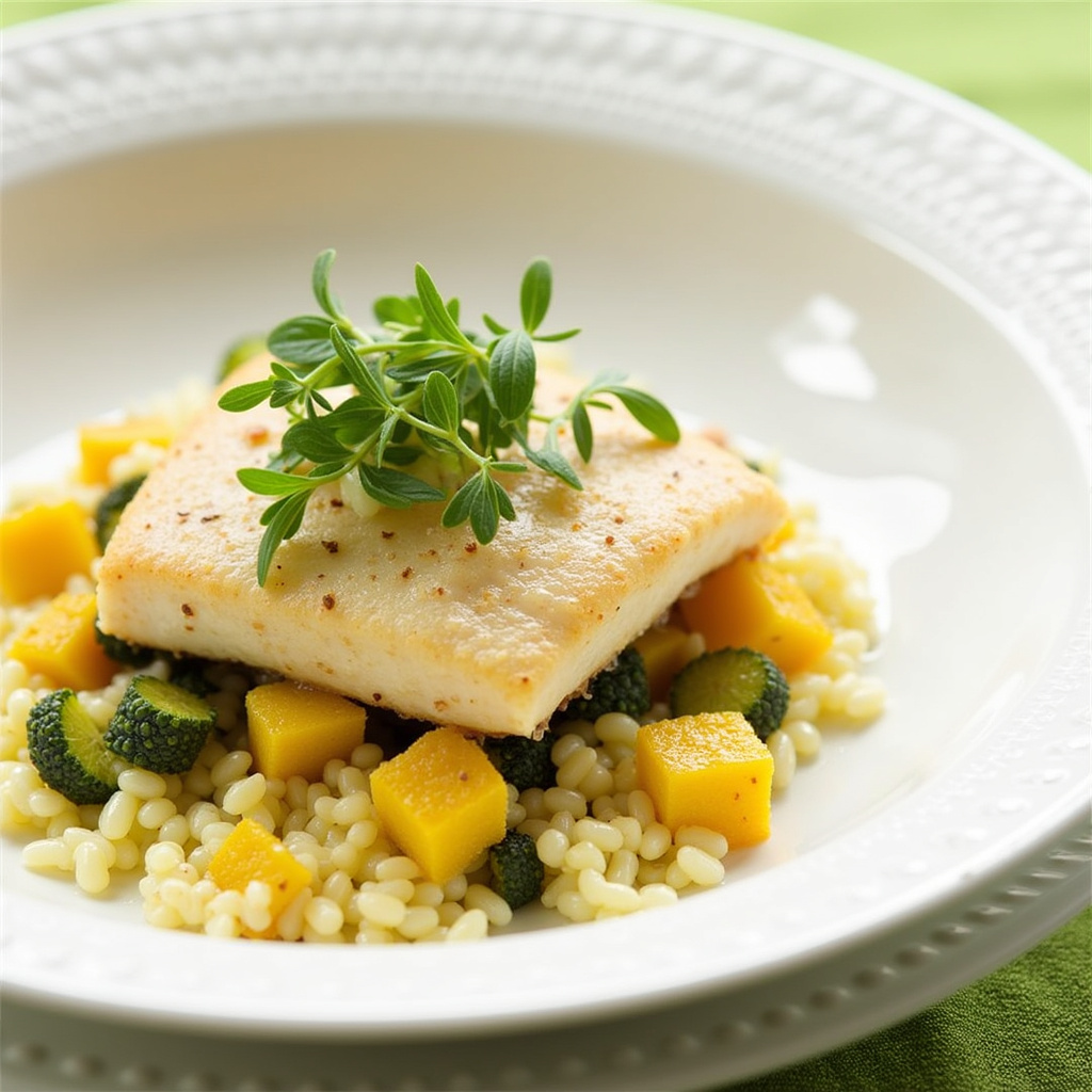 pan-seared-turbot-with-summer-squash-and-lemon-orzo-recipe-and-tips