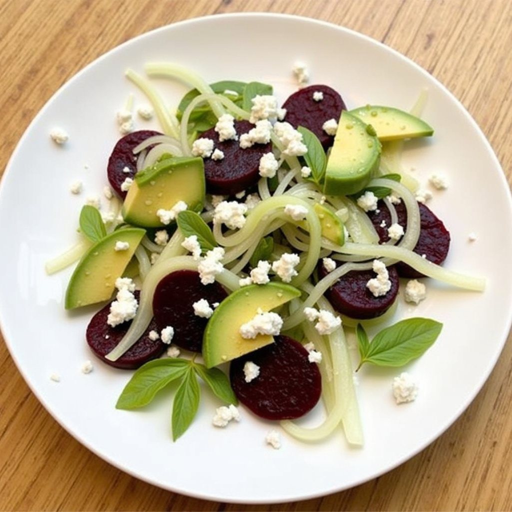 Geröstete Rote Bete, Geschabter Fenchel und Avocado Salat mit Ricotta ...