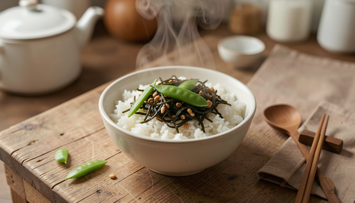 Emrald Rice Steamed Rice with Savory Seaweed and Emerald Pods (recipe and tips)